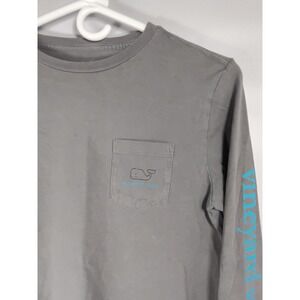 Vineyard Vines Shirt‎ Youth Med Gray Pocket Long Sleeve Logo *READ